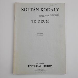 Zoltan Kodaly - Te Deum - Latin Vocal Score SATB & Piano - Universal Ed. #SM4